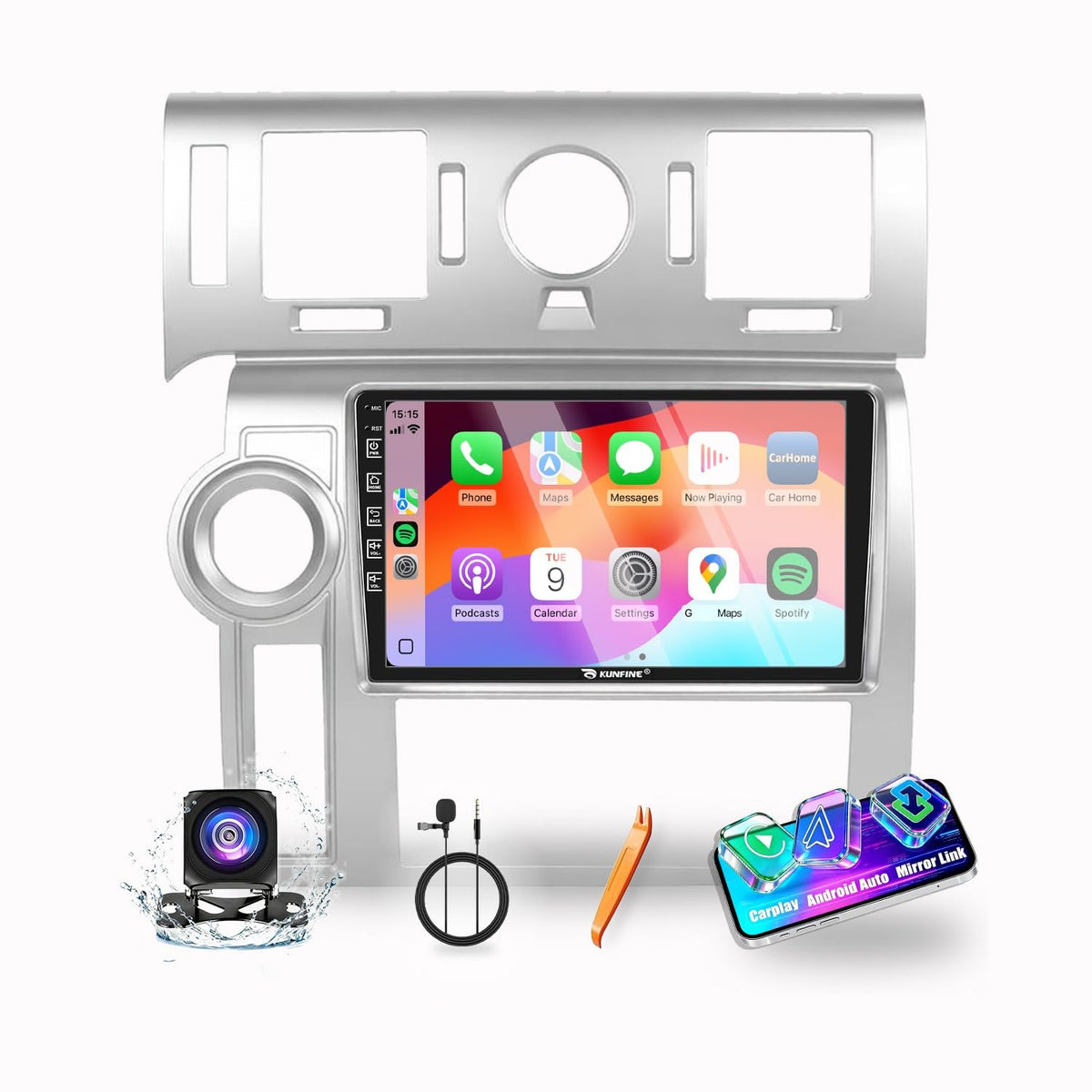 for Hummer H2 2008-2009 Car CarPlay Android Auto Navigation Stereo GPS Radio Reverse Camera Display 9" IPS Touchscreen Headunit Tablet Pad Media Player, if Applicable Quad Core 4G+64G