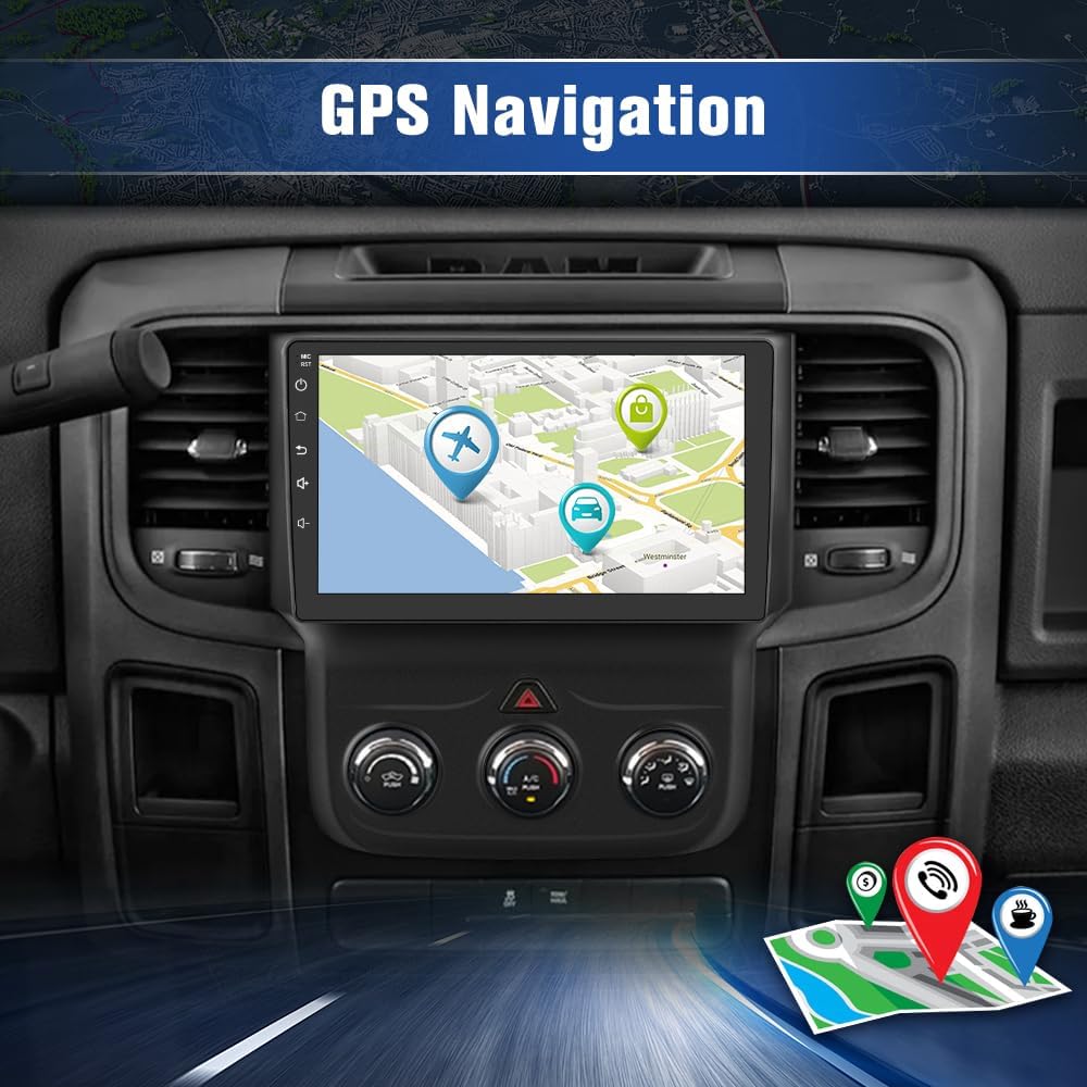 Junsun Car Stereo for Dodge RAM 1500 2500 3500 2013 2014 2015 2016 2017 2018 Qualcomm with Wireless CarPlay Android Auto Bluetooth GPS WiFi Backup Camera[4G+64G]