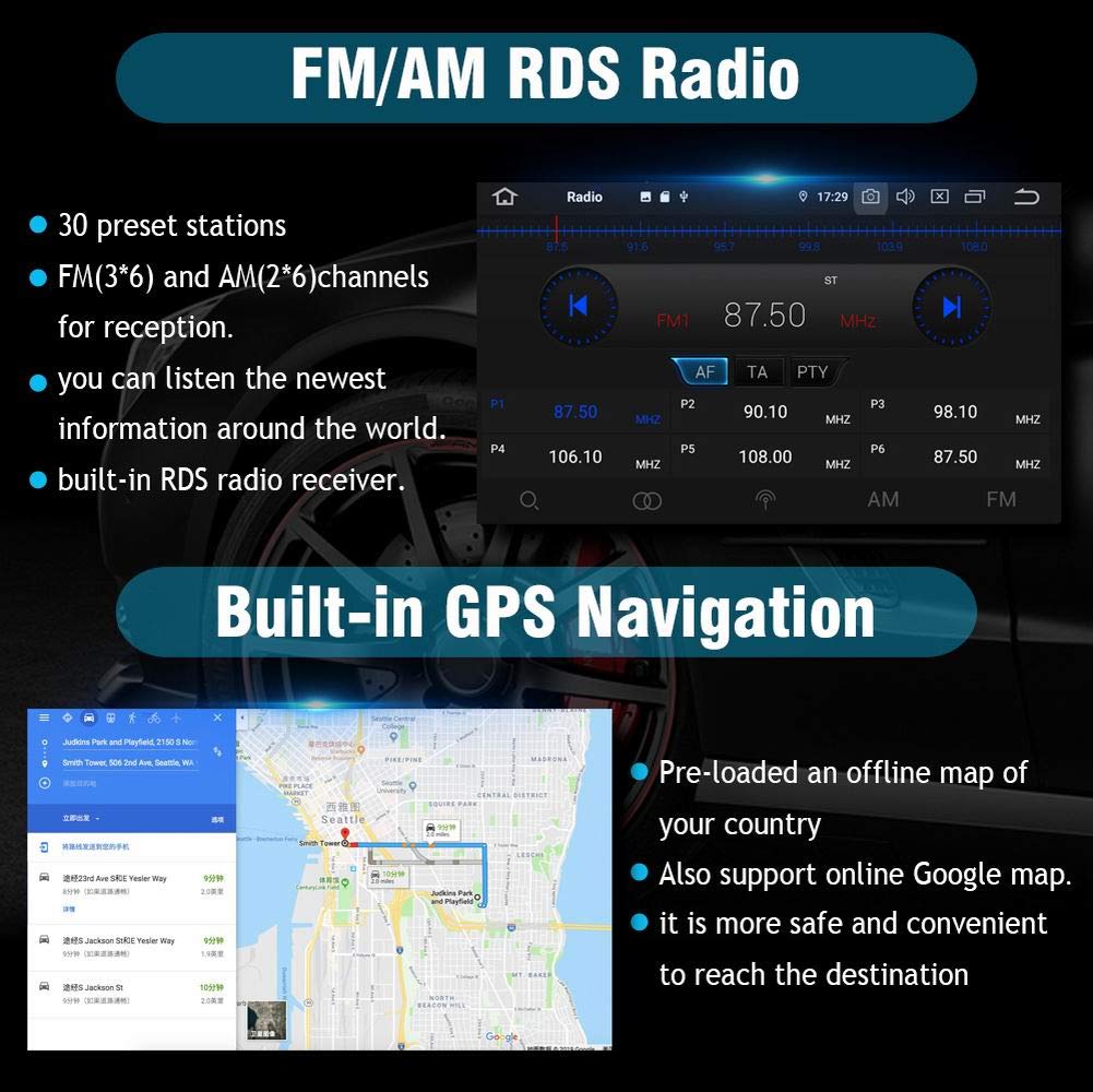 Android 13 Car Radio Stereo for 2008 2009 2010 2011 2012 Toyota Highlander with JBL Amplifier but Without OEM Navigation/Built-in Wireless Carplay Android Auto 10.2" Head Unit Video Player