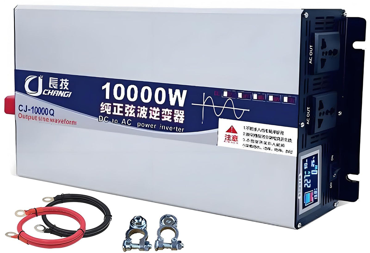 Upgraded high Power 6000W 8000W 10000W 12000W 16000W Pure Sine Wave Power Inverter 12V 24V 48V DC to 110V 220V AC Converter with LED Display for Car/RV Home Solar System(12000W,24vto220V)