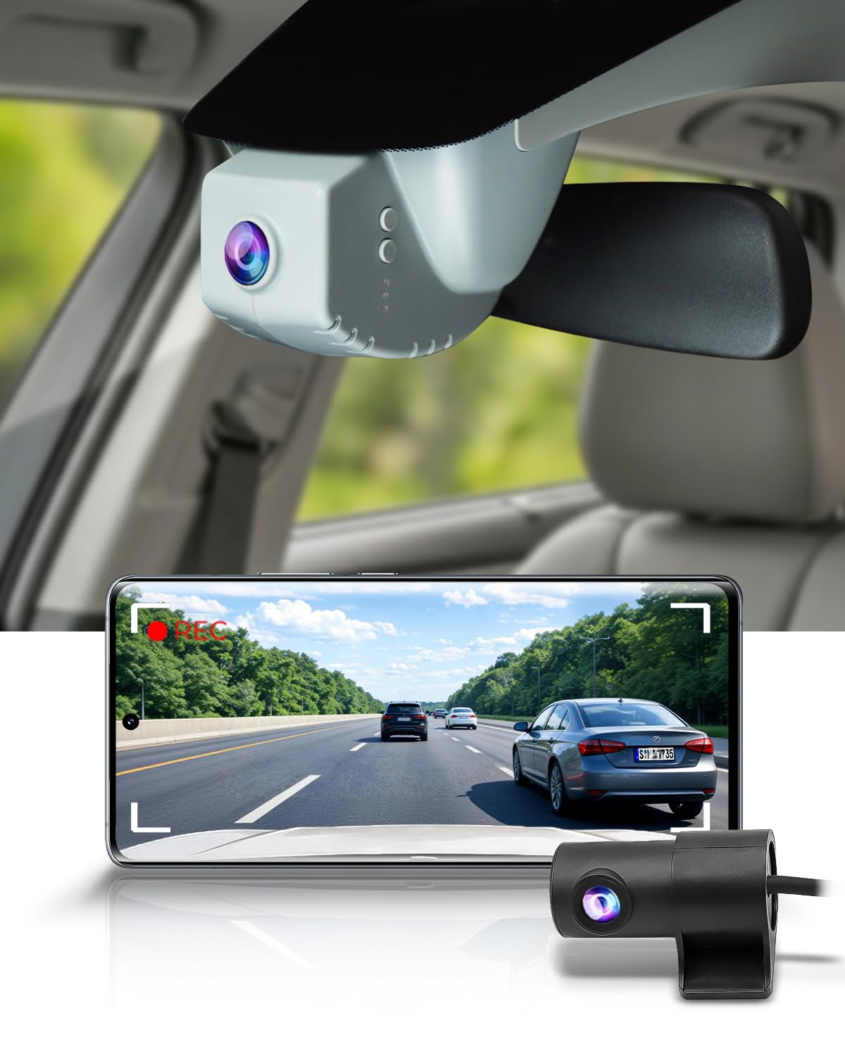 Fitcamx Front 4K+Rear 1080P Dash Cam Adapts for Honda CR-V 2023-2027(Black)