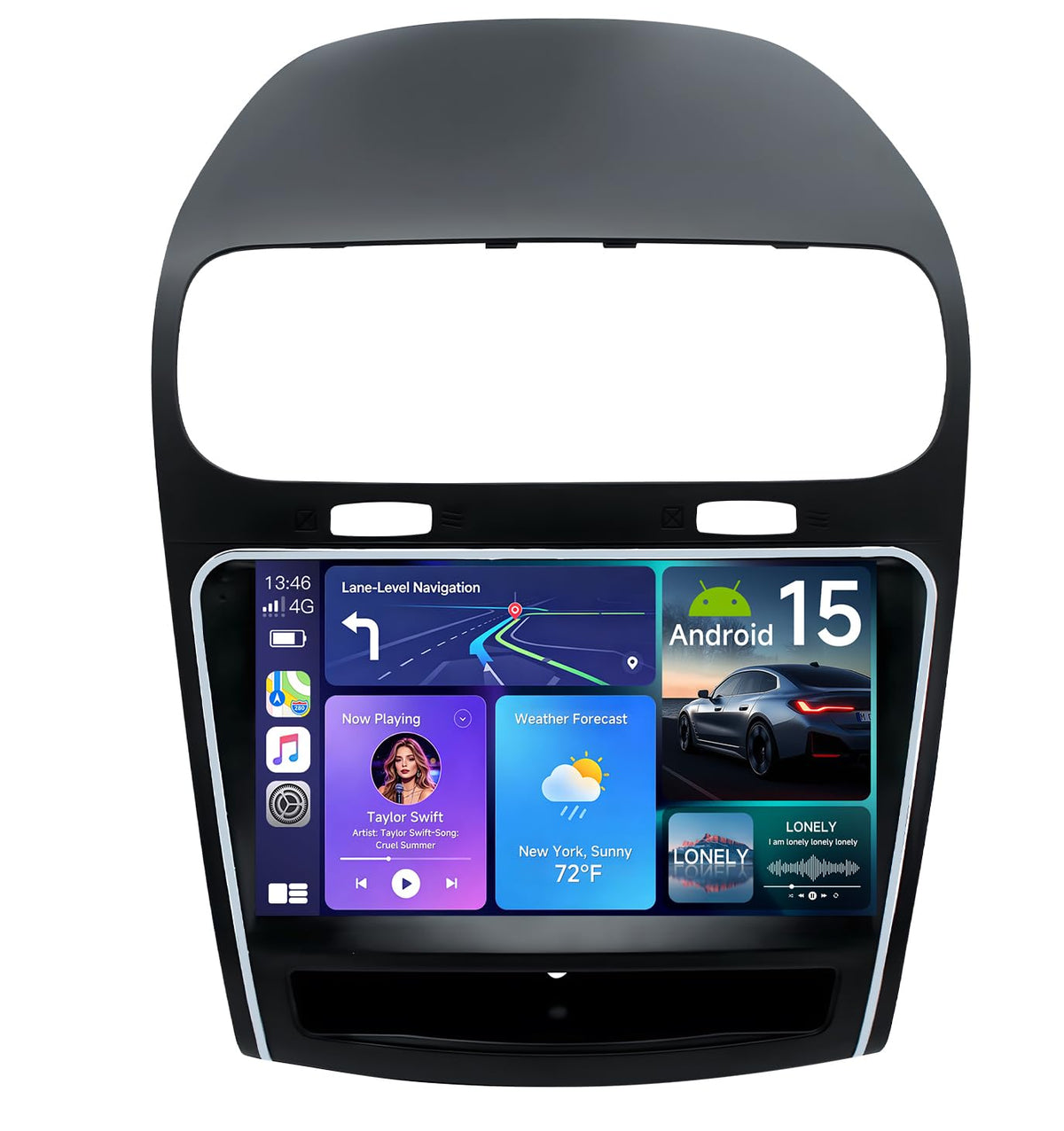 [4Core 64G ROM] Car Radio for Dodge Journey 2011-2019: 9" 1280x800 HD Touchscreen Stereo with Wireless Carplay Android Auto GPS Navigation Bluetooth 5G WiFi FM RDS DSP EQ SWC, Free Backup Camera
