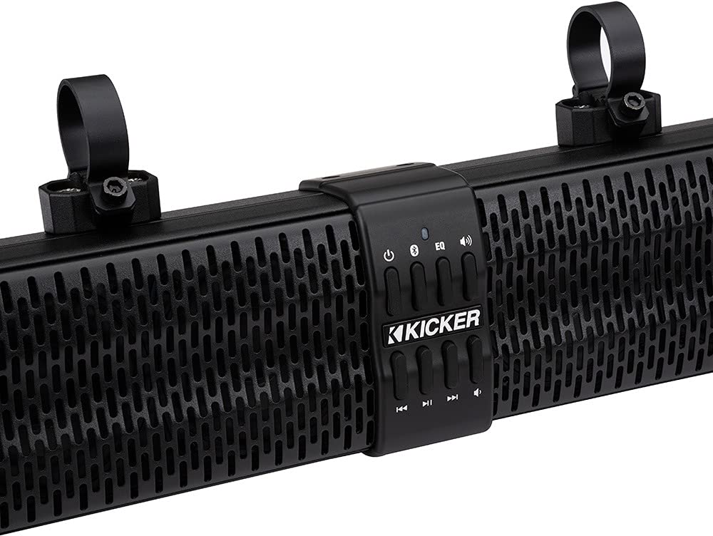 KICKER ATV/UTV Sound Bar Package - 10 Bluetooth Speaker Soundbar with Rear View Mirror Back-up Camera System, Water Resistant and Weather Proof for Marine, Boat, Golf Cart and RV