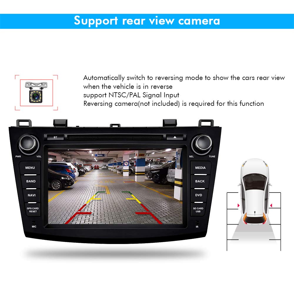 Car Radio Stereo Fits for Mazda 3 2006 2017 2018 2019 2010 2011 8 Inch HD Touchscreen Double Din Car Navigation with DVD Player,DSP,Bluetooth,Backup Camera and Microphon