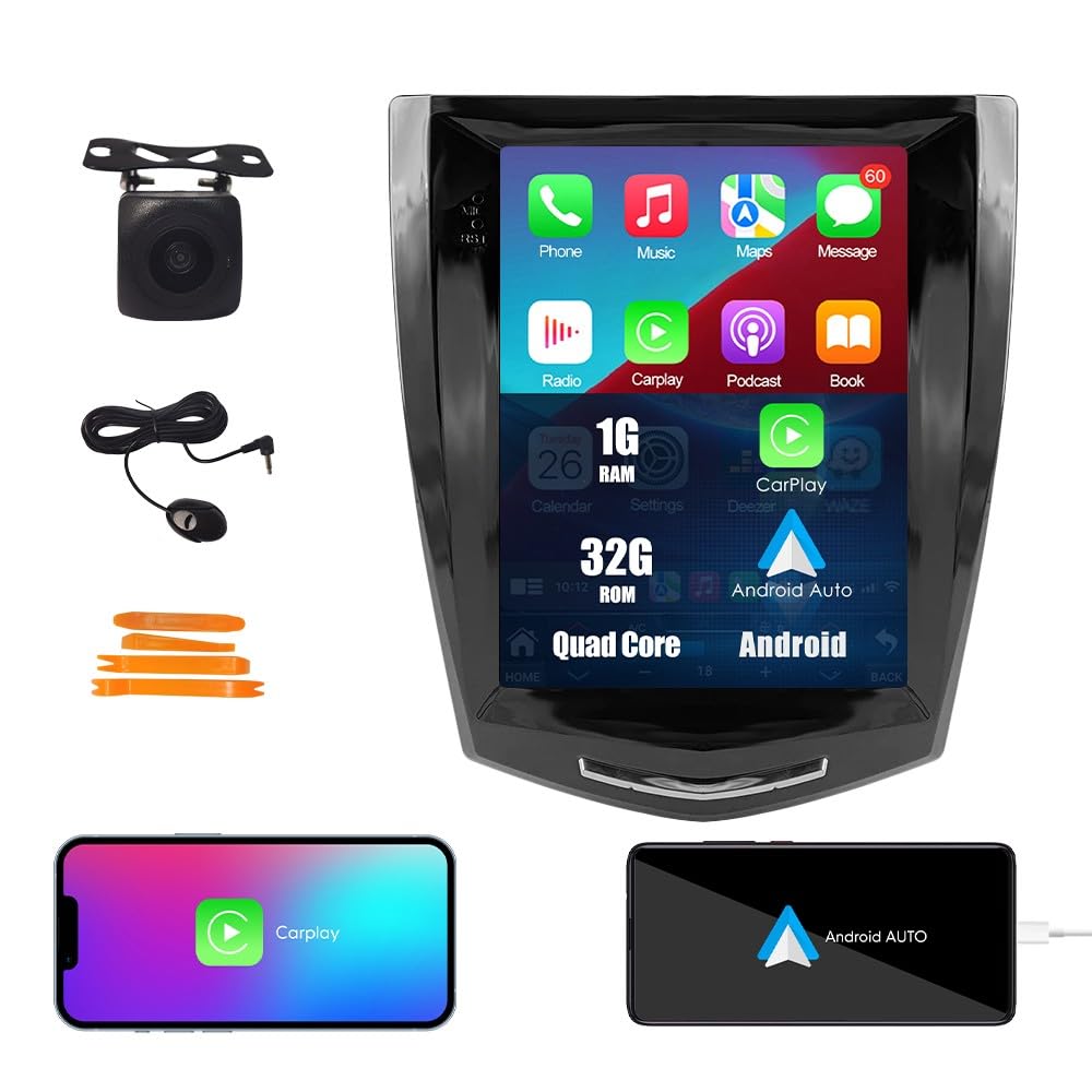 Tesla Style Car CarPlay Android Auto Navigation Stereo GPS Radio Reverse Camera 9.7" IPS Touchscreen Headunit Tablet Media Player For Cadillac ATS XTS 2013-2018, if Applicable Quad Core 1G+32G