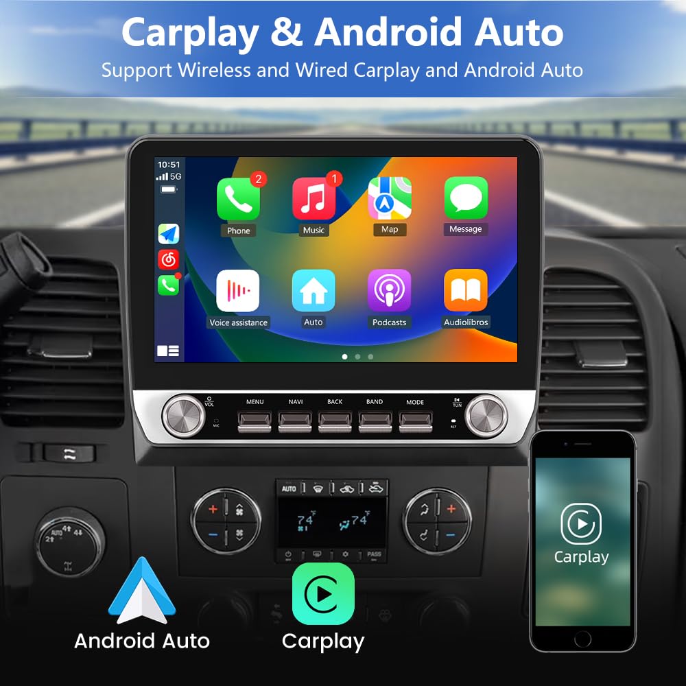 64GB Car Stereo for Chevy Silverado GMC Sierra Yukon 2007-2013 Carplay
