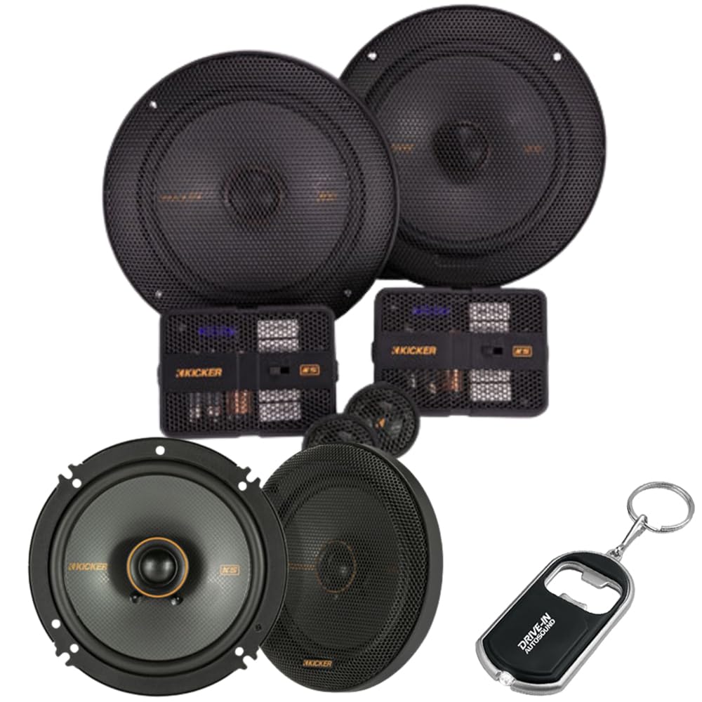 KICKER KS-Series 51KSS6504 6.5" Component Speakers and 51KSC6504 6.5" Coaxial Speakers - High Power Handling, Polypropylene Woofer, Tough Rubber Surrounds