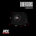 MTX Audio RTP8A 8" 120W Amplified Vented Loaded Car Subwoofer Enclosure
