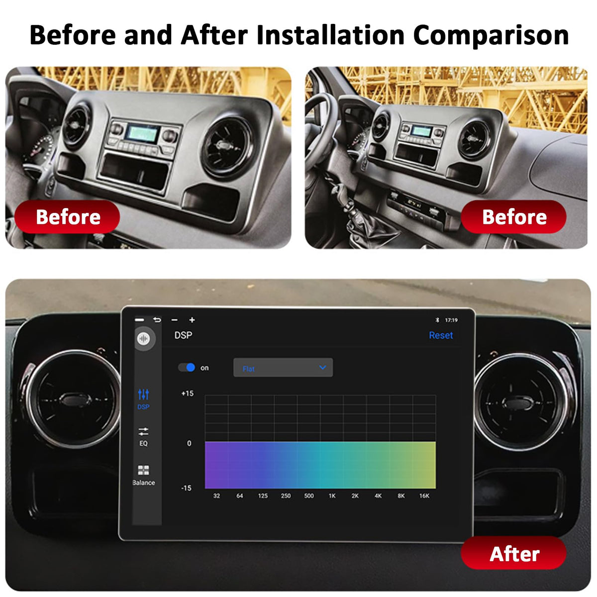 13.3 Inch Touchscreen Car Stereo Radio for Mercedes-Benz Sprinter 2018 2019 2020 2021 2022, Supports Bluetooth, GPS, CarPlay, Android Auto, Reverse Camera(Size:8 Core 2+32 G)
