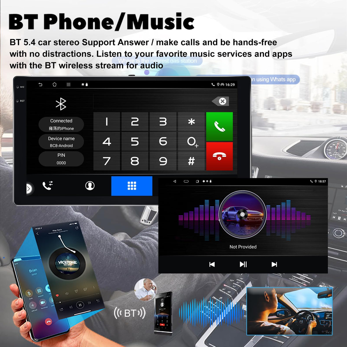 2+64GB 9 Inch Car Stereo for Toyota Corolla 2017-2018 CarPlay