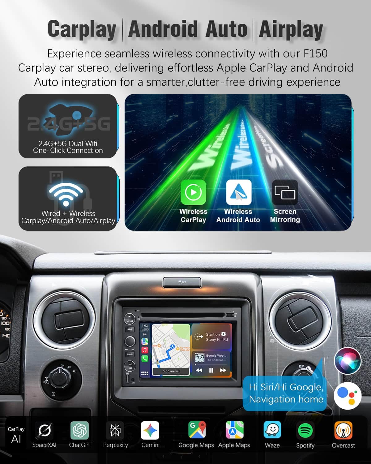 【SOOEMAKA】 Car Radio with CD DVD for F150 F250 F350,7 inch Touch Screen