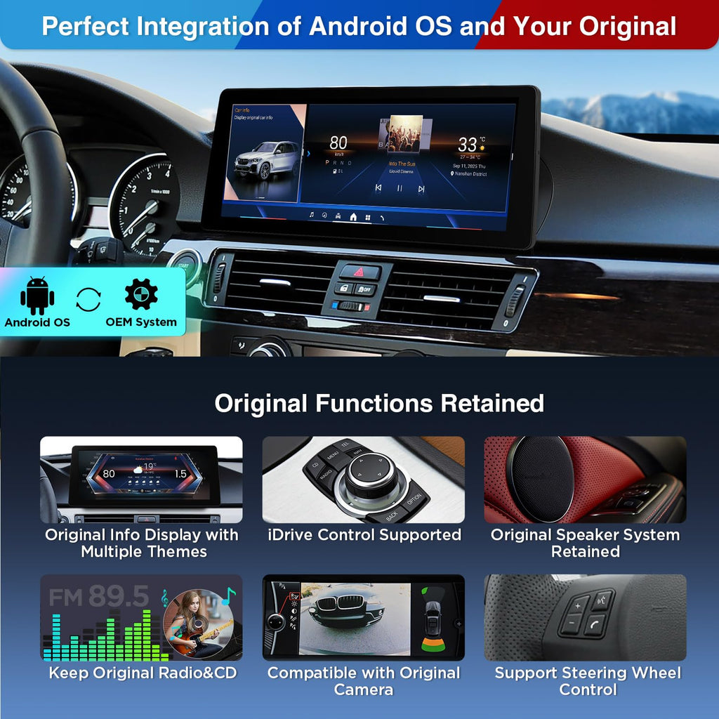 XTRONS 12.3 Inch Qualcomm Snapdragon 680 Android 14 Car Stereo for BMW E90/E91/E92/E93/M3 (2009-2012) CIC System, IPS Touch Screen 8+128GB Car Radio GPS Navigation Support DVR Backup Camera