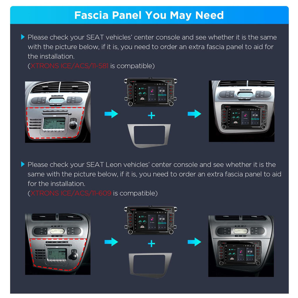 XTRONS Android 14 Car Stereo for Volkswagen Skoda SEAT, 7 Inch IPS Touch Screen Head Unit GPS Navigation Bluetooth Built-in DSP Support CarPlay Android Auto 4G LTE DVD TPMS Backup Camera (4+64G)