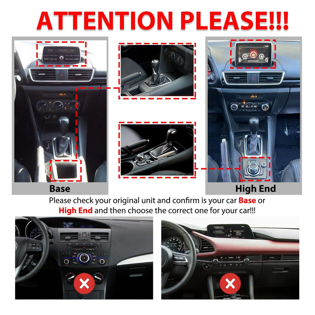 for Mazda 3 Axela 2014-2018（Base with NO Original MZD Connect） 2G+64G CarPlay Android Auto Navigation Stereo GPS Radio Camera Display 9" IPS Touchscreen Headunit Tablet Pad Media Player Quad Core