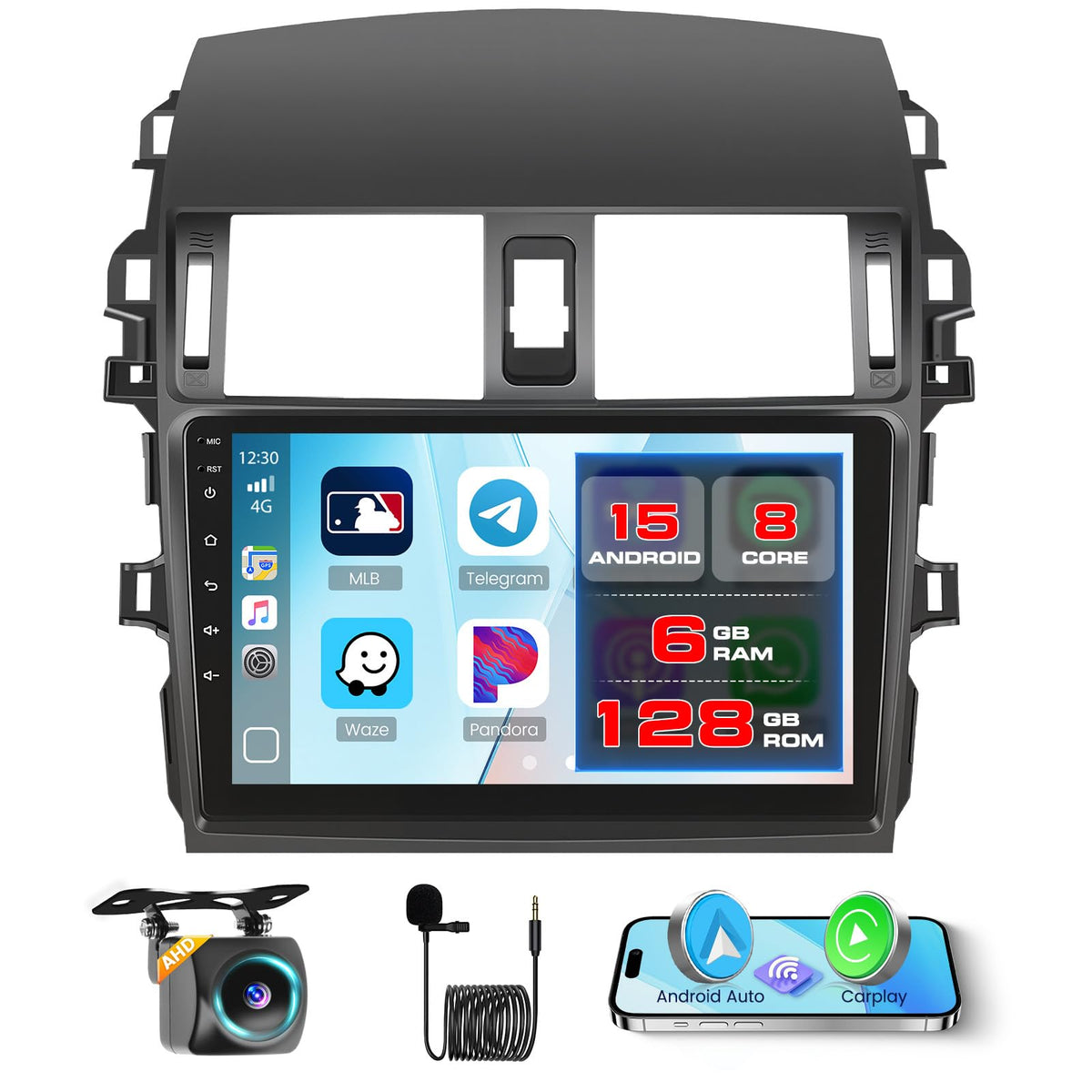 8-Core 6+128G 9'' Android 15 Car Stereo for Toyota Corolla 2009-2013