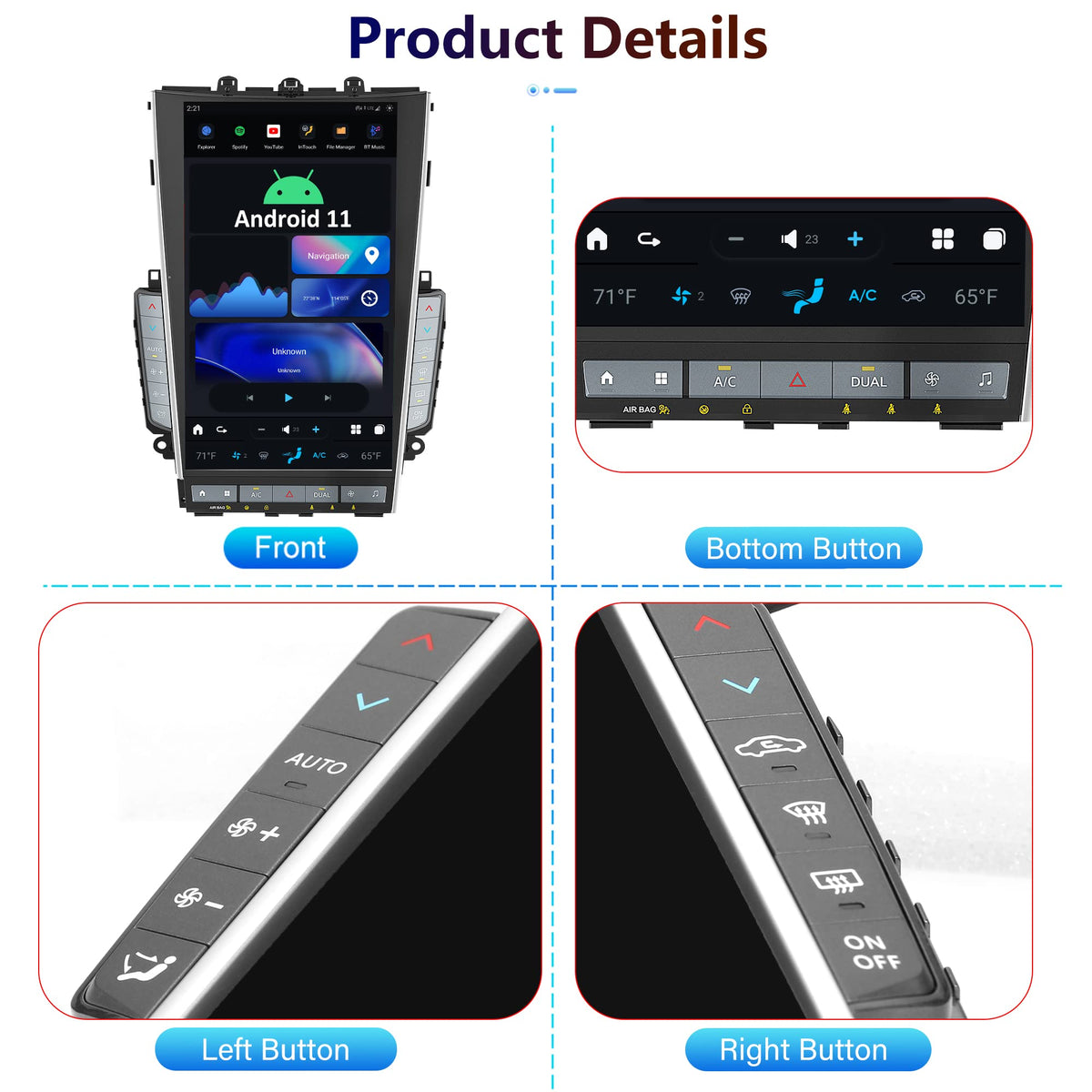 Aucar Mark 6 13.6 Inch T-Style Android Car Radio Head Unit for Infiniti Q50 Q50S Q60 Q60S, 1080P Multimedia Stereo Video Player with Wireless Carplay, GPS Navigation, OEM Functions 8+256 GB 2014-2019