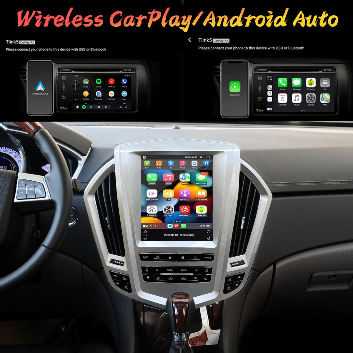 Android 14 Radio for Cadillac SRX 2009-2012, 9.7" Tesla Style Touchscreen