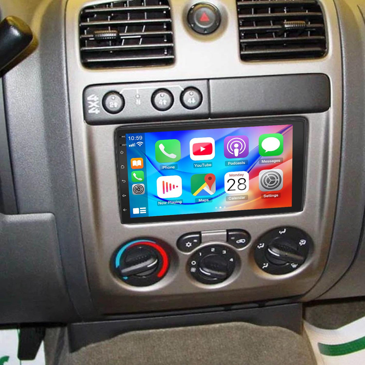 4+64G Double Din Car Stereo Upgrade for GMC Canyon 2004-2008 Android 14 Radio Replacement 7" IPS Touch Screen Head Unit w/Wireless CarPlay Android Auto GPS Navi Bluetooth WiFi FM RDS SWC Backup Camera