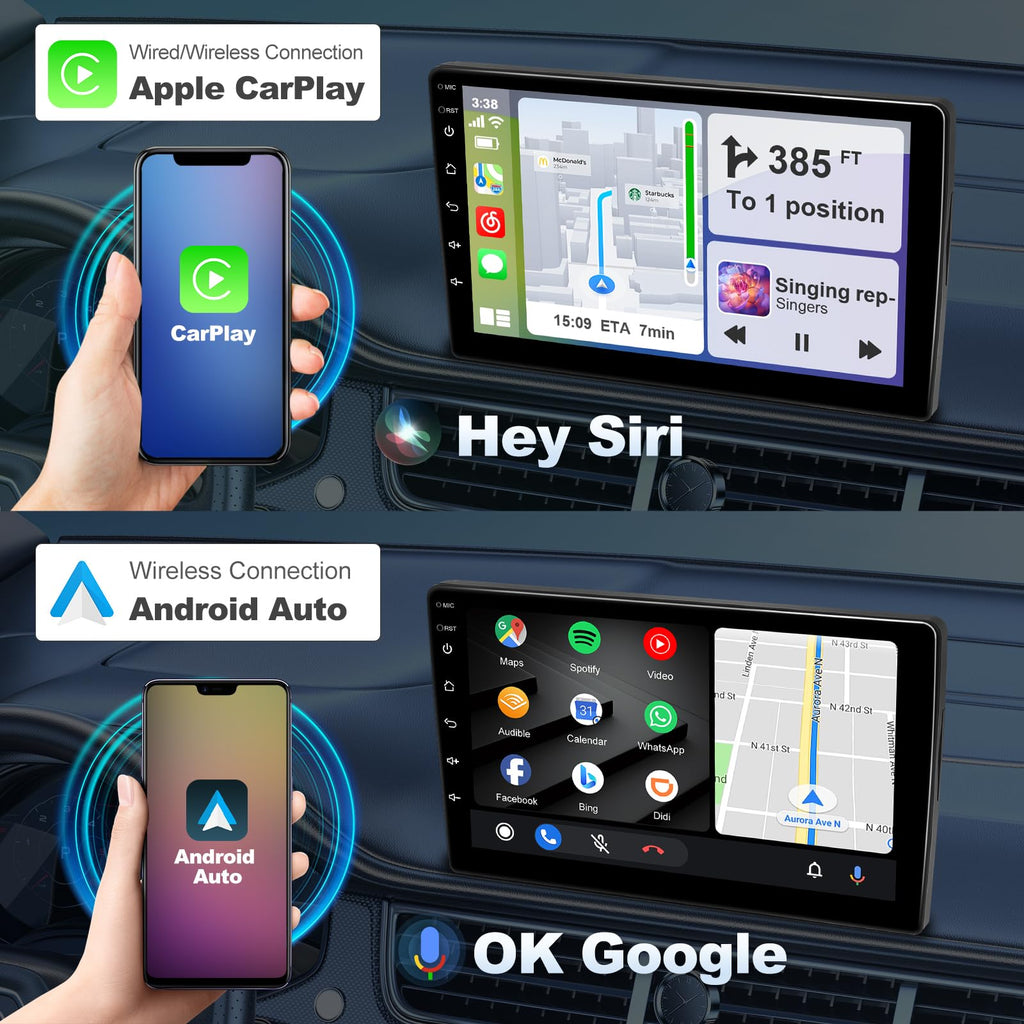 4+64GB 9 Inch Touchscreen Android 14 Car Radio Stereo for Chrysler 200 200C 200S 2015-2019 with CarPlay/Android Auto Car Radio,Support WiFi 6,Bluetooth 5.4,Backup Camera,SWC