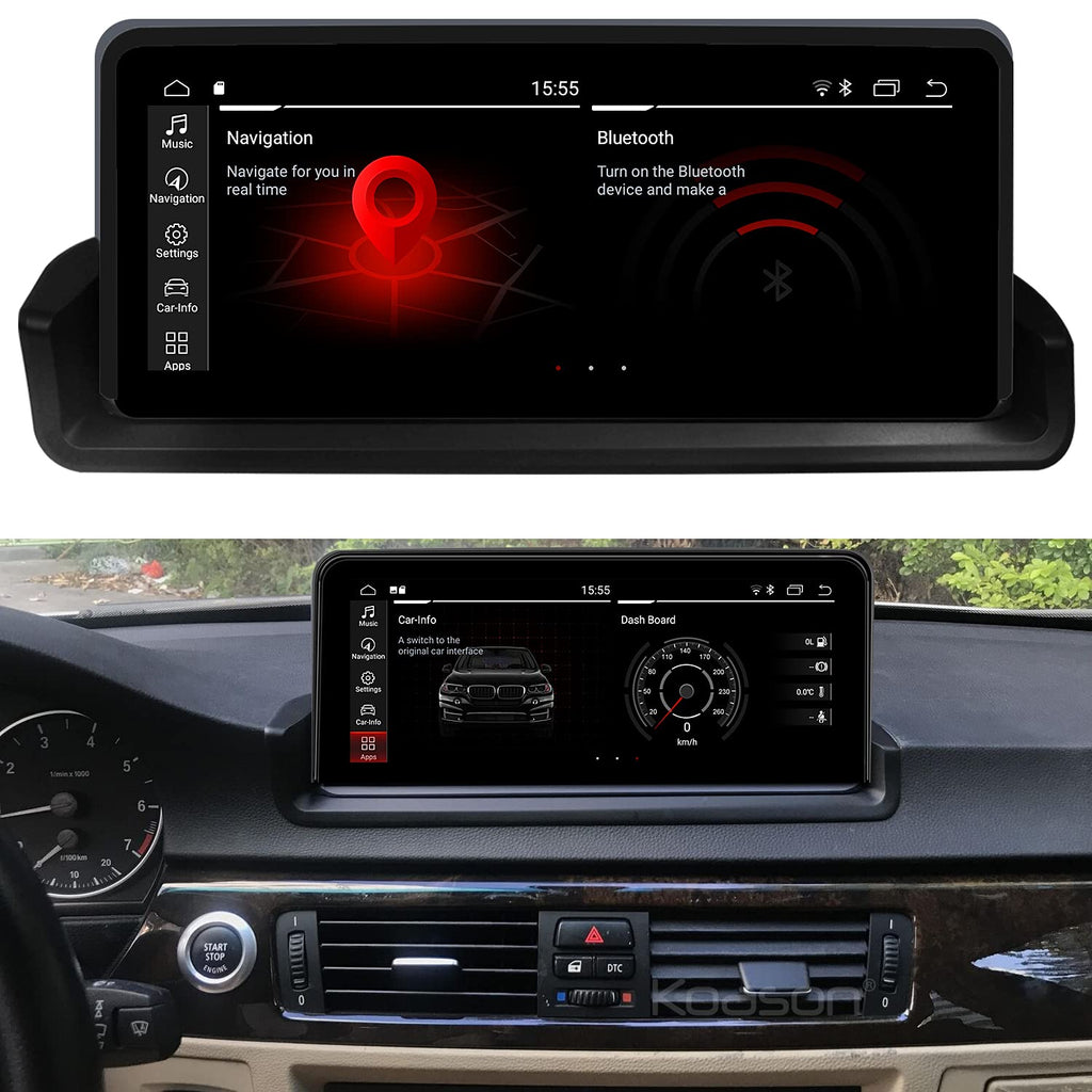 KOASON 10.25 inch Touch Screen Wireless CarPlay Android Auto Multimedia Radio Receiver for BMW 3 Series E90 E91 E92 E93 (2006-2012) with iDrive Knob Controller