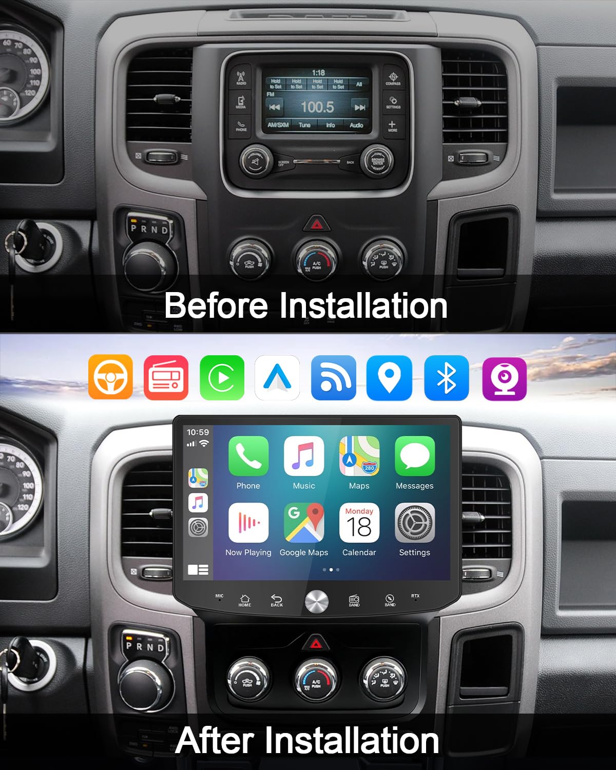 11.5" Qualcomm Car Radio Stereo for Dodge Ram 1500 2500 3500 2013-2018