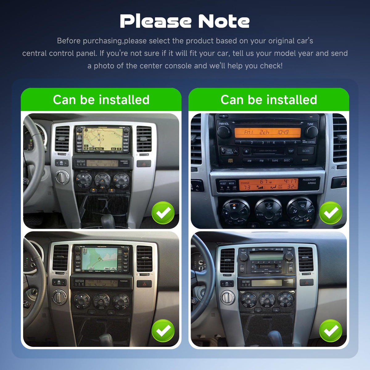 4GB+64GB Android 15 Car Stereo for Toyota 4runner 2002-2009, 9-Inch 1280x720 in-Cell Touchscreen with Wireless CarPlay Android Auto, FM/RDS Radio, Bluetooth, 5G WiFi, Factory Steering Wheel Controls