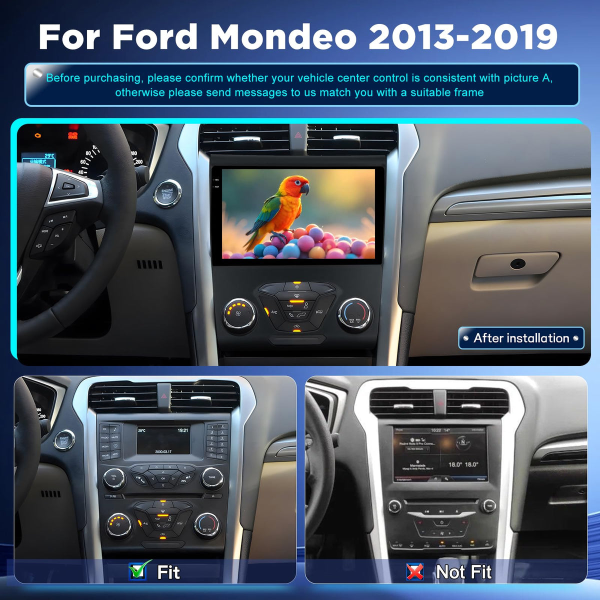 [4+128G] for Ford Fusion Mondeo Upgrade Radio 2013-2019: NHOPEEW 9 inch Android IPS Incell Touchscreen Mondeo Stereo - Wireless Carplay and Android Auto, 5G/WiFi, GPS, Custom Homepage + Backup Camera