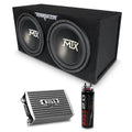 MTX Terminator Dual 12" Subwoofer Box w/Amp, Wiring Kit, & Capacitor