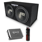 MTX Terminator Dual 12" Subwoofer Box w/Amp, Wiring Kit, & Capacitor