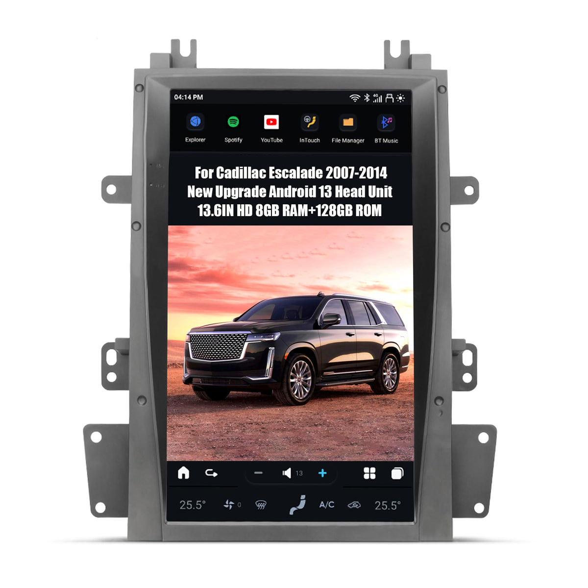 AUCARTUO AuCar Android 13 Car Radio 13.6 Inch Touch Screen Head Unit for Cadillac Escalade 2007-2014 Car Multimedia Stereo Video Player GPS Navigation Wireless Carplay & Android Auto 8+128GB