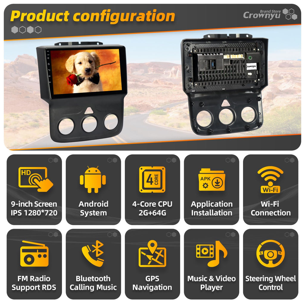 Radio Stereo Carplay Auto for Dodge RAM 1500 2500 3500 2013-2018