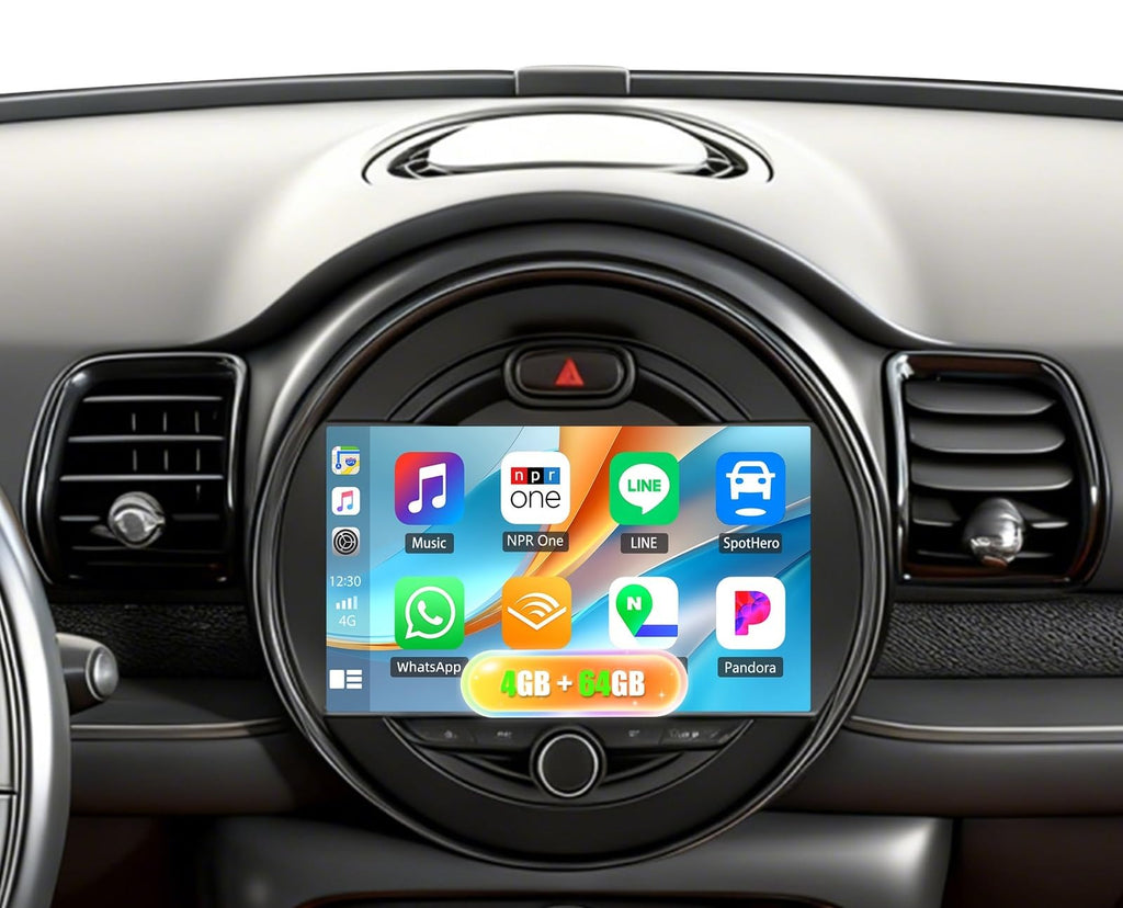 CAMECHO 4+64GB Car Radio Stereo for BMW Mini Cooper F55 F56 2014-2019 Android 15 CarPlay Android Auto 9" 1280 * 720 Touch Screen Head Unit with Bluetooth 5.0 32EQ GPS WiFi FM Backup Camera (Low-End)
