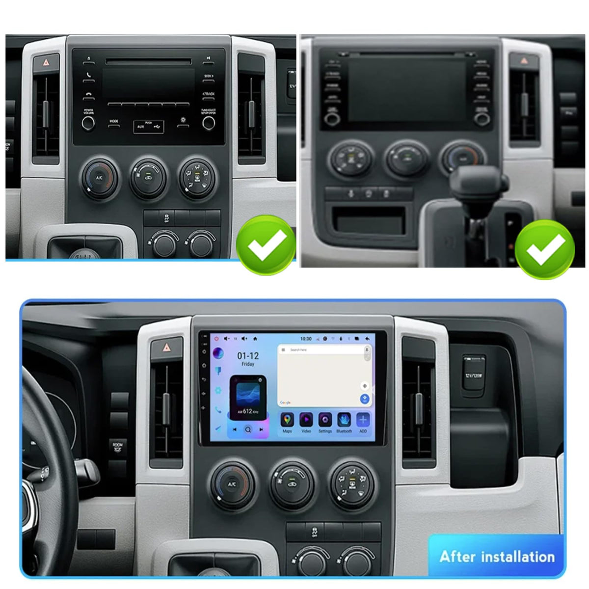 Android 14 Car Radio Stereo for 2019 20 21 22 23 24 2025 Toyota Hiace, 9 Inch Touch Screen Head Unit with Wireless CarPlay Android Auto, GPS Navigation Bluetooth WiFi 5G DSP SWC