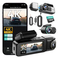 BOTSLAB 3 Channel Dash Cam 4K with ACC Hardwire Kit & 128GB TF Card, 3.18" Touch Screen, Voice Control, 4K Front and 1080P Rear Inside Loop Recording, 5.8GHz WiFi, GPS, Night Vision, WDR, Parking Mode