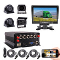 4 Channel 1080P Mobile Vehicle Truck Bus DVR Black Box Video Recorder Kit with 4pcs Waterproof Side Rear View Backup Night Vision Metal IR Car Camera 7" IPS Car Monitor (500GB SSD Included)