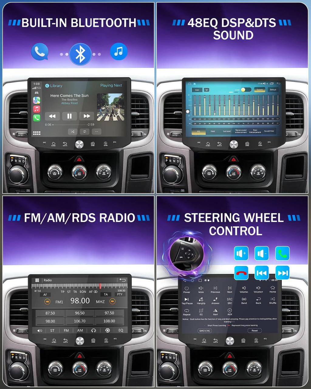 11.5" Qualcomm Car Radio Stereo for Dodge Ram 1500 2500 3500 2013-2018