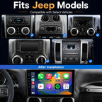 Car Radio Stereo for Jeep Wrangler JK 2007 2008 2009 2010 2011 2012 2013 2014 2015 2016 2017 2018, 10" Android Head Unit, Wireless CarPlay, Android Auto, GPS, Bluetooth, SWC, Backup Camera