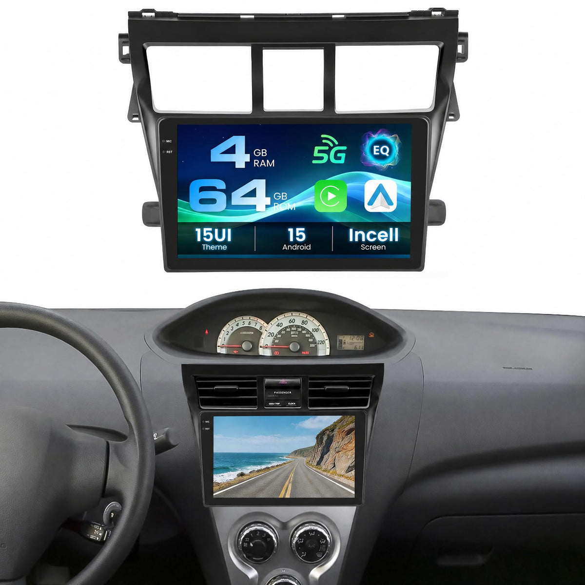 Inefala 8 Core 6+128G Radio for Toyota Vios Yaris 2007-2012 Stereo Upgrade