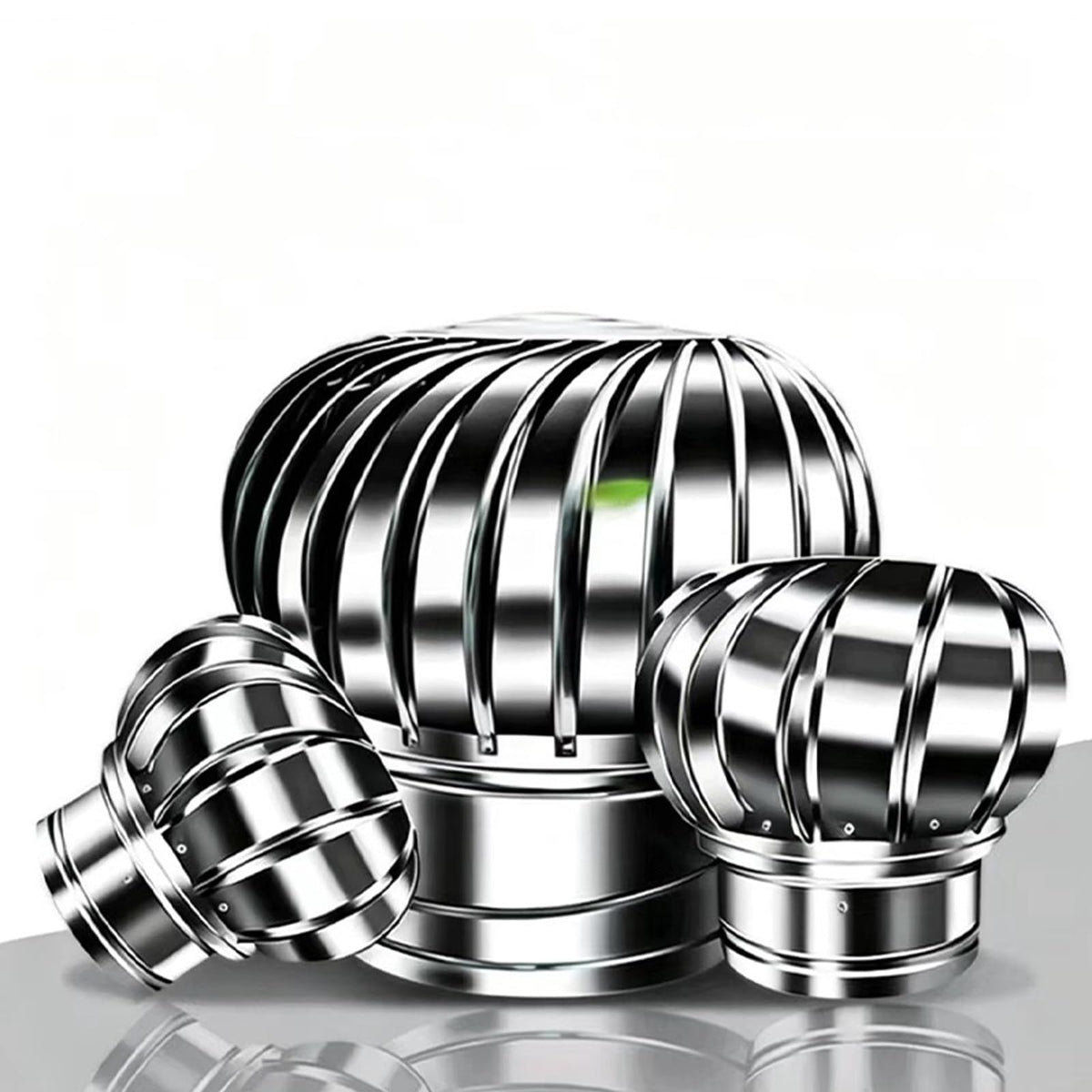 Air Vent Outlet Comes,Stainless Steel Round Rotating Turbines Vent,304 Grade Metal,Quiet Easy Installation,for Houses Factory Attic Vent Cap