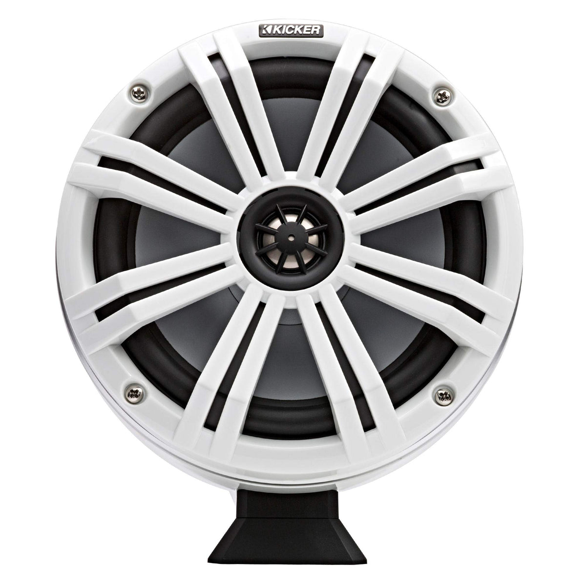 KICKER KMFC8W 8" Flat Mount Loaded Marine Wake Towers with 46KM84L Speakers - White Grills and Enclosures