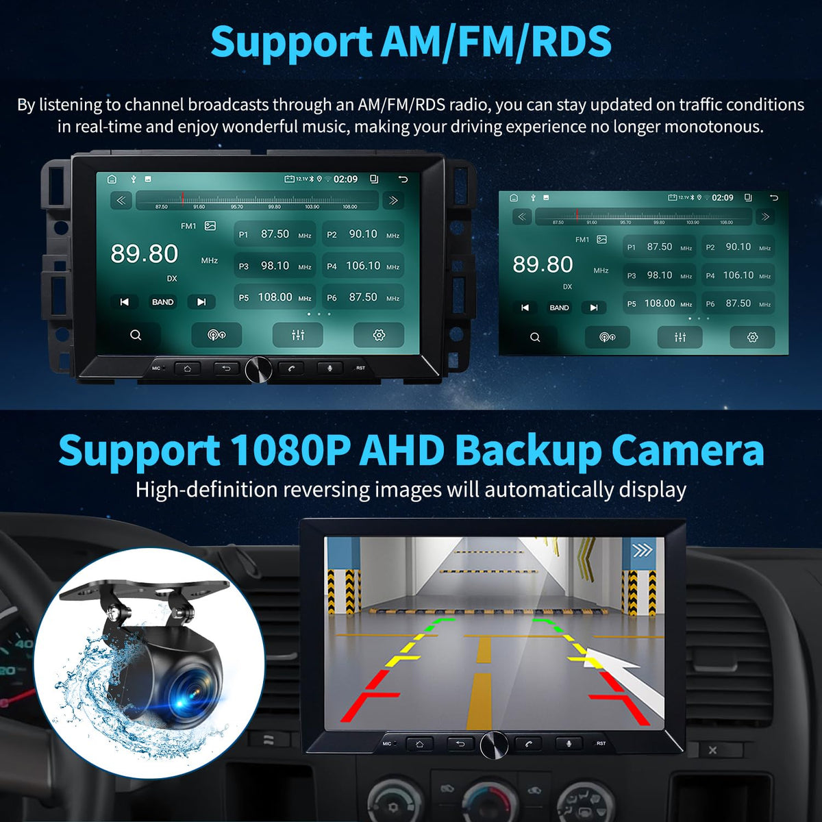 Car Stereo Radio for Chevrolet Silverado Tahoe GMC Sierra Yukon 2007-2013, 8inch Android 13 Touchscreen with Wireless Carplay Android Auto GPS Navigation AM FM AHD Backup Camera(4G+64G)
