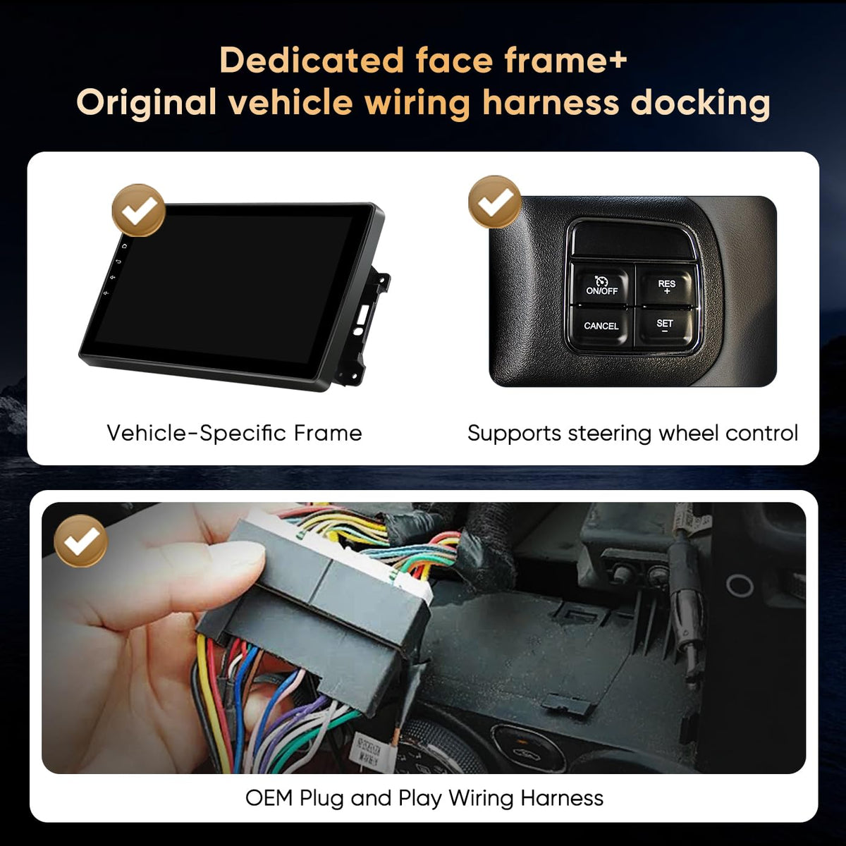 Car Radio Stereo for Jeep Wrangler JK 2007 2008 2009 2010 2011 2012 2013 2014 2015 2016 2017 2018, 10" Android Head Unit, Wireless CarPlay, Android Auto, GPS, Bluetooth, SWC, Backup Camera