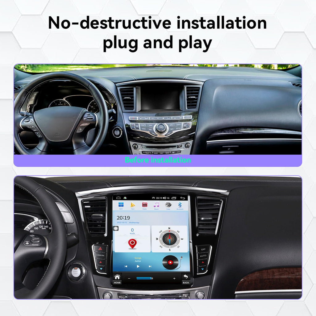12.1" Car Stereo for Infiniti QX60 2014-2019,Android Radio Head Unit with Tesla Style Wireless CarPlay, Android Auto, GPS Navi, DSP, WiFi, Backup Camera (6+128GB)