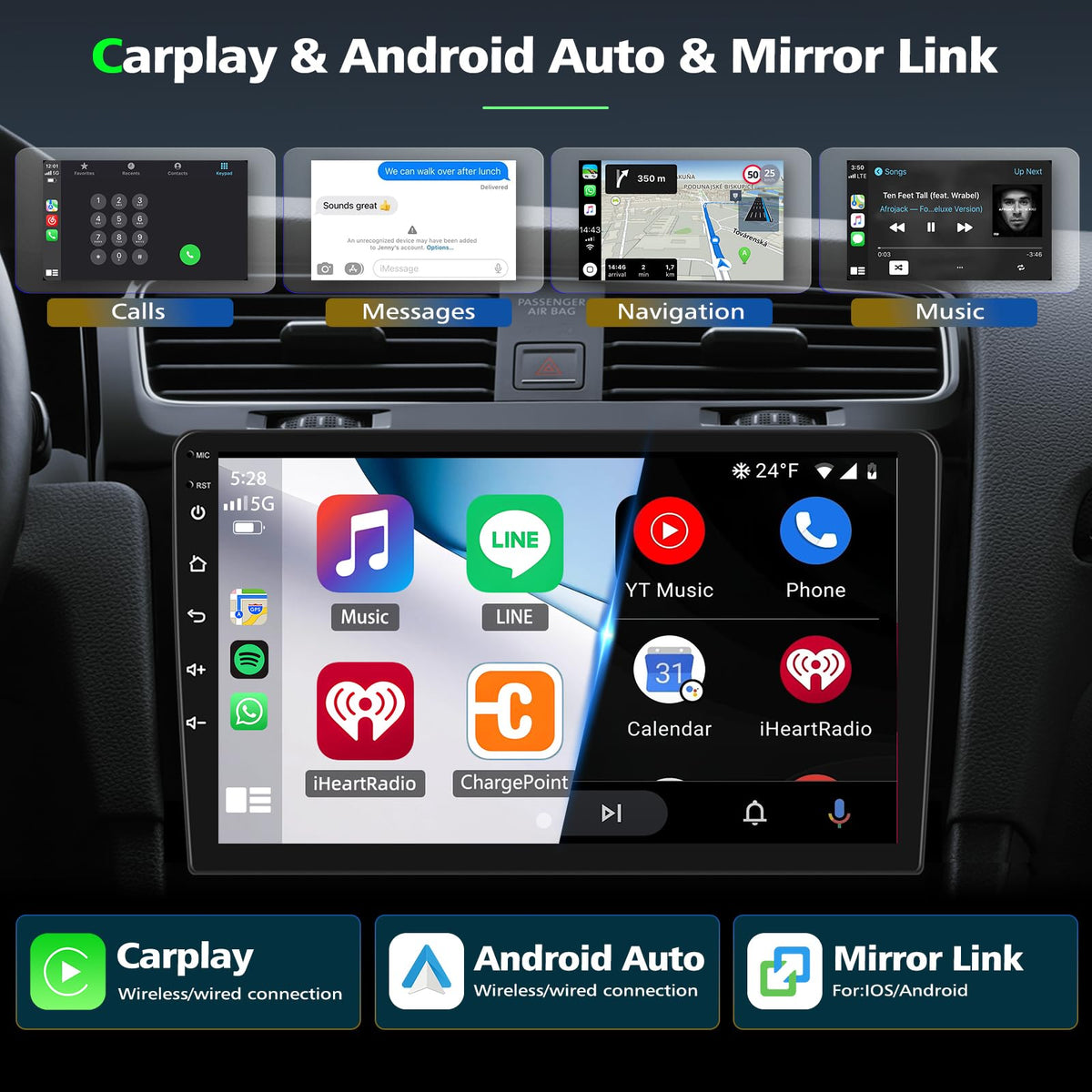 8+256G Double Din Radio Stereo for Nissan Pathfinder 2005-2010 with Wireless Carplay & Android Auto,7 Inch Android 15 Car Audio Receiver GPS Navigation Unit with Bluetooth Head Unit WiFi SWC