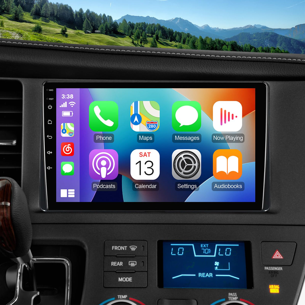 9 Inch IPS Touchscreen Android 13 Car Stereo for Toyota Sienna 2015-2018 with Wireless CarPlay & Android Auto 4+64GB Car Radio, Support GPS, WiFi 6, Bluetooth,5.4, FM, Backup Camera, SWC, Dual USB