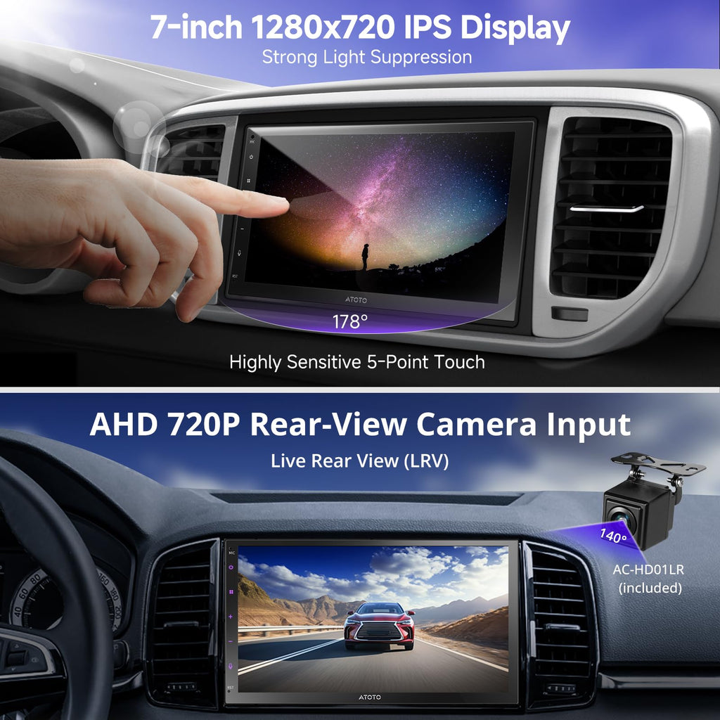 ATOTO A5L Android Double DIN Car Stereo with 7inch Touchscreen Car CarPlay