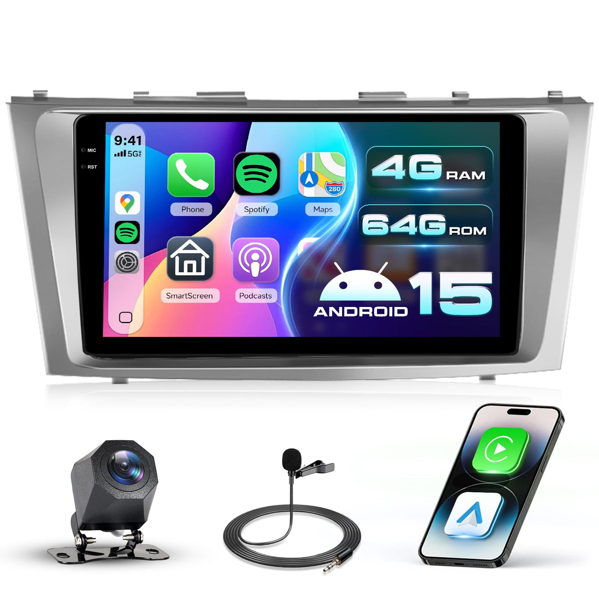 8 Core 6G+128G 9 Inch 1280 * 720P IPS Car Radio for Toyota Camry 2006-2011
