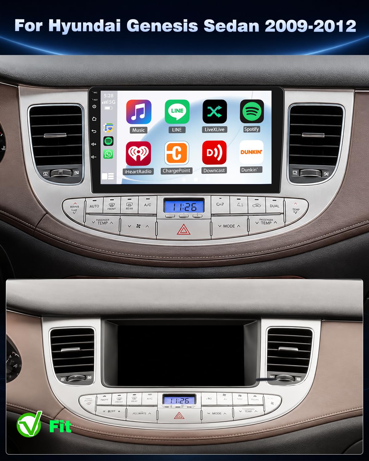 4+64G Upgrade Car Stereo Radio for Hyundai Genesis Sedan 2009-2012