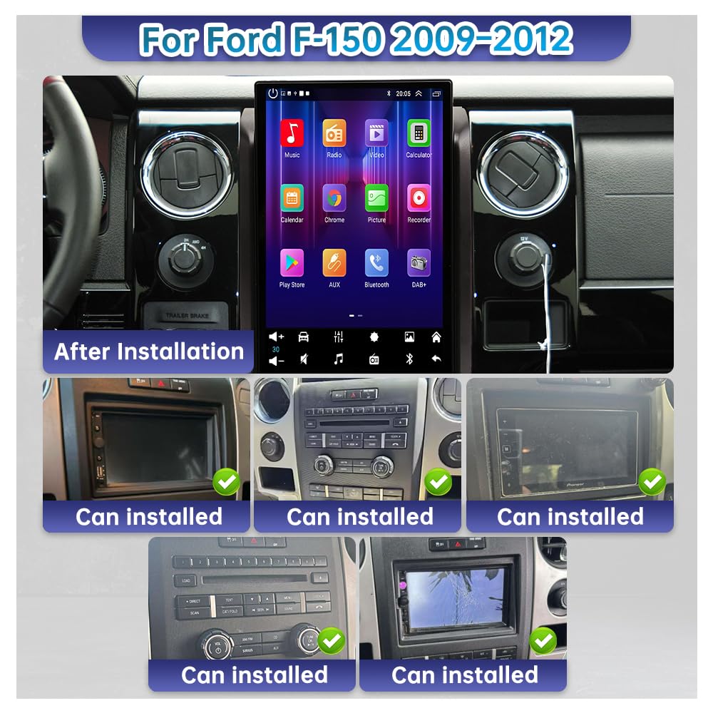 14 Inch Car Stereo Radio Android 15 GPS Navigation for Ford F150 2009-2012 5G WiFi BT 5.0 Car Player with Carplay Android Auto SWC FM/RDS Radio DSP 8Core 4+64G