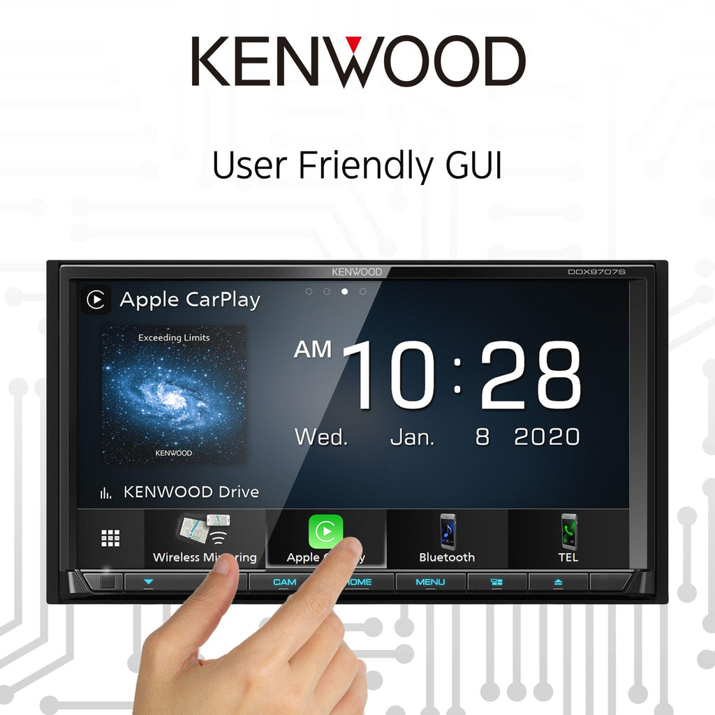 KENWOOD DDX9707S 6.95" Capacitive Touch Screen DVD Multimedia Receiver with Apple CarPlay & Android Auto